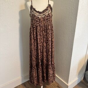 NATURAL LIFE Brown Floral Jumpsuit MEDIUM
